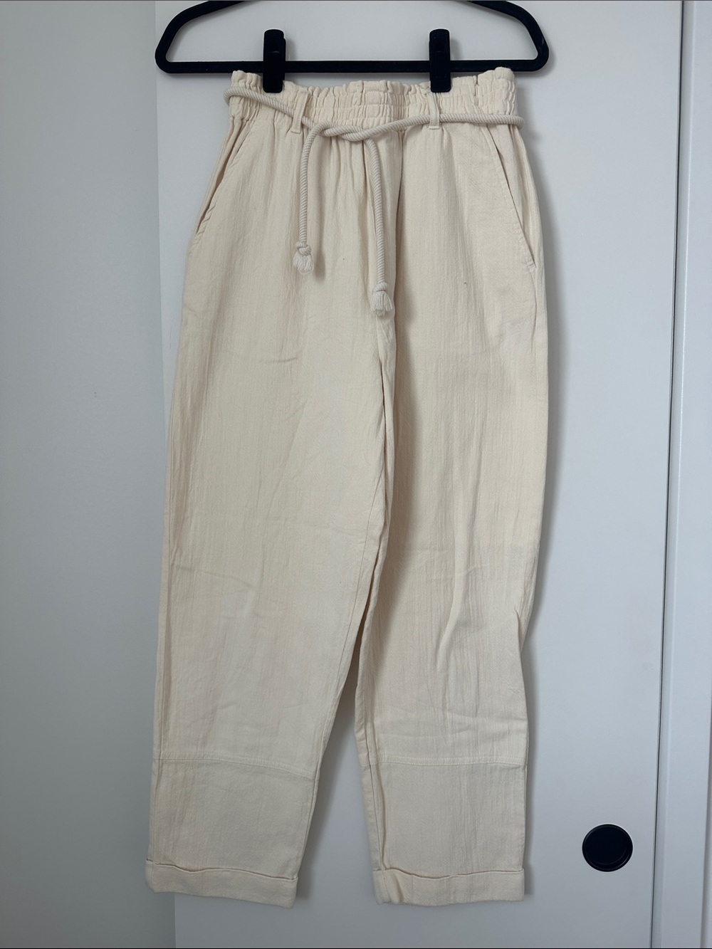 Gentle Fawn Neutral Cream Rope-Drawstring Paperbag Joggers